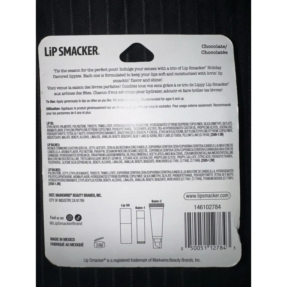Lip Smacker Chocolate Lip Trio Set Lip Oil Balm Gift Set New Sealed